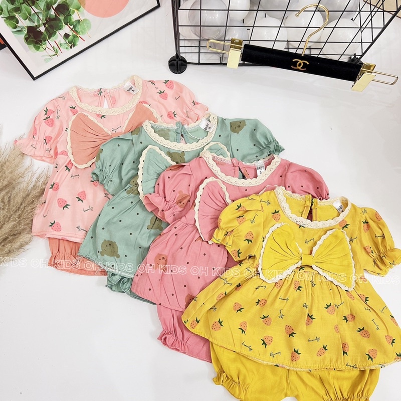Bộ đũi nơ ngực dễ thương cho bé gái từ 3-13kg