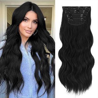 Bộ 4 cái kẹp tóc giả nối dài Wigsin 22 inch gợn sóng bằng sợi tổng hợp cao cấp 11 kẹp tiện lợi