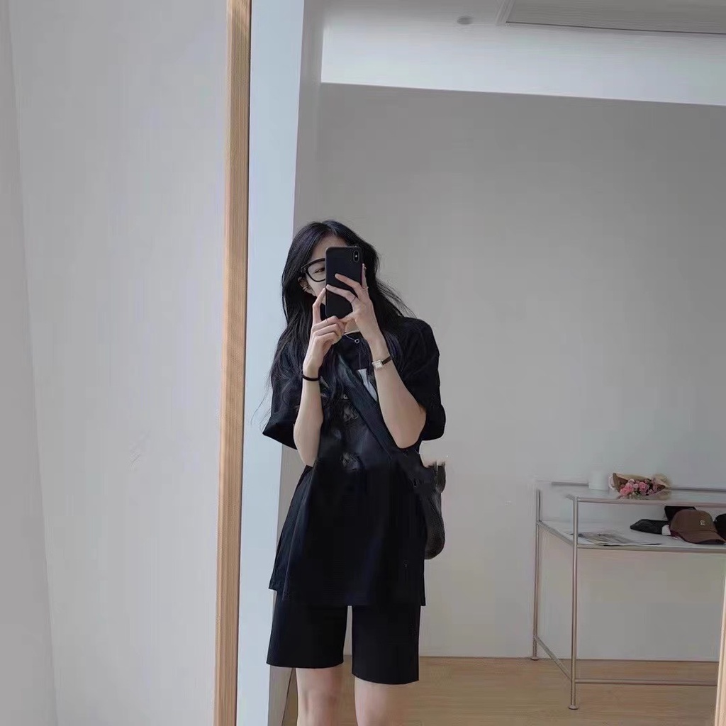 Bộ đùi cô gái xẻ tà NM Chất cotton 4 chiều dầy mịn mềm, áo xẻ tà phong cách Hàn quốc
