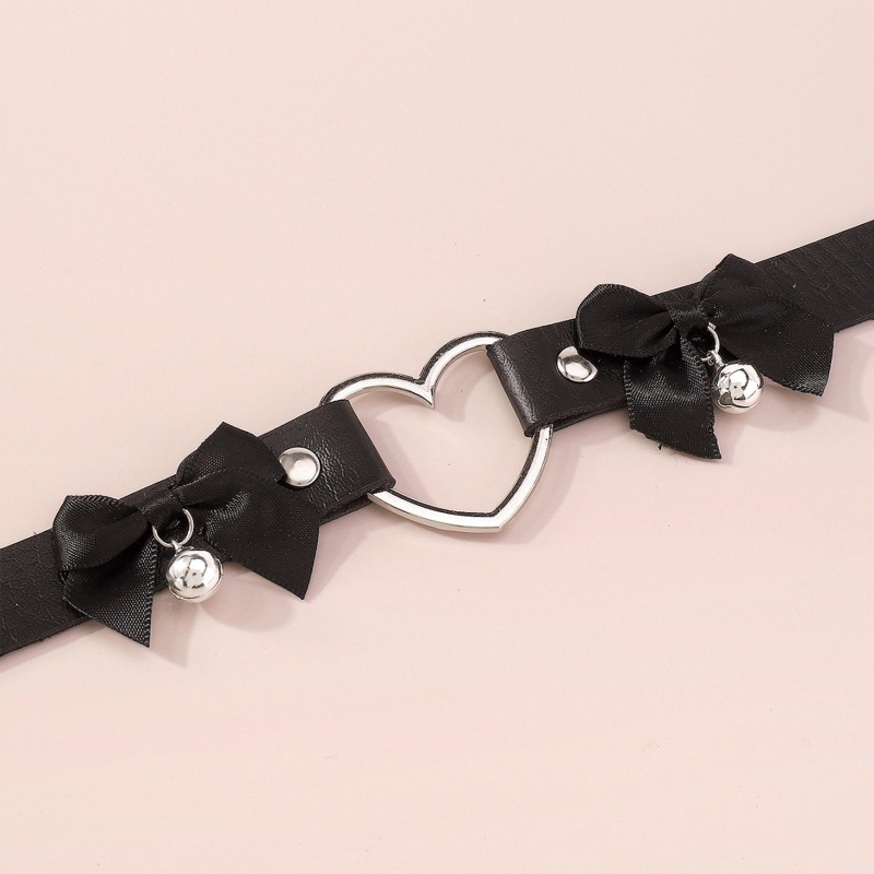 Vòng Cổ Choker Da PU Đính Nơ Phong Cách Gothic Punk Lolita