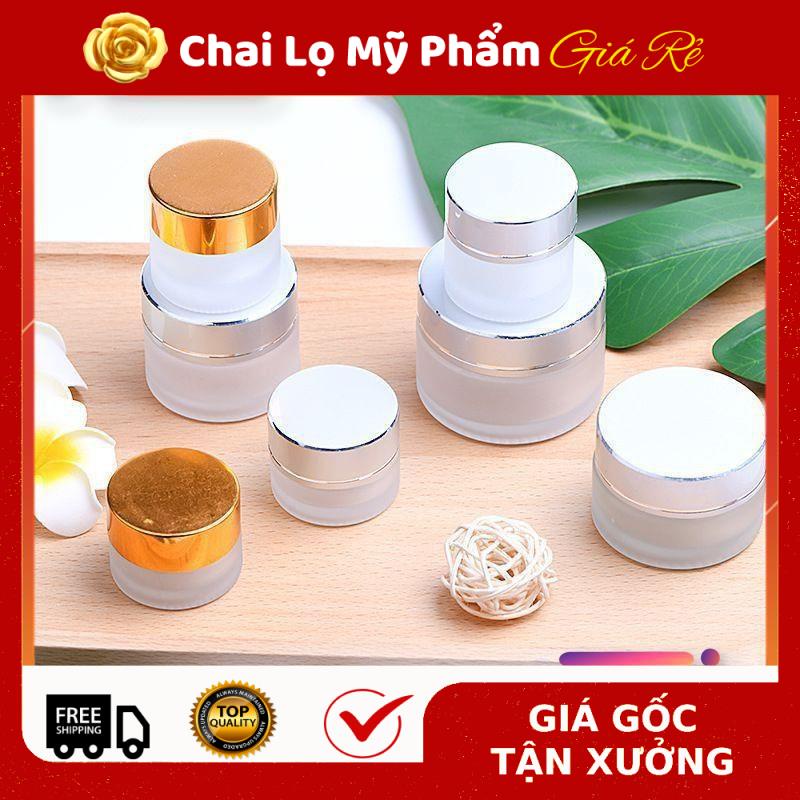 Hủ Đựng Kem ❤ [30g] Hũ Chiết Mỹ Kem Thủy Tinh Mờ Nắp Bạc đựng mỹ phẩm , Hũ kem thủy tinh , phụ kiện du lịch