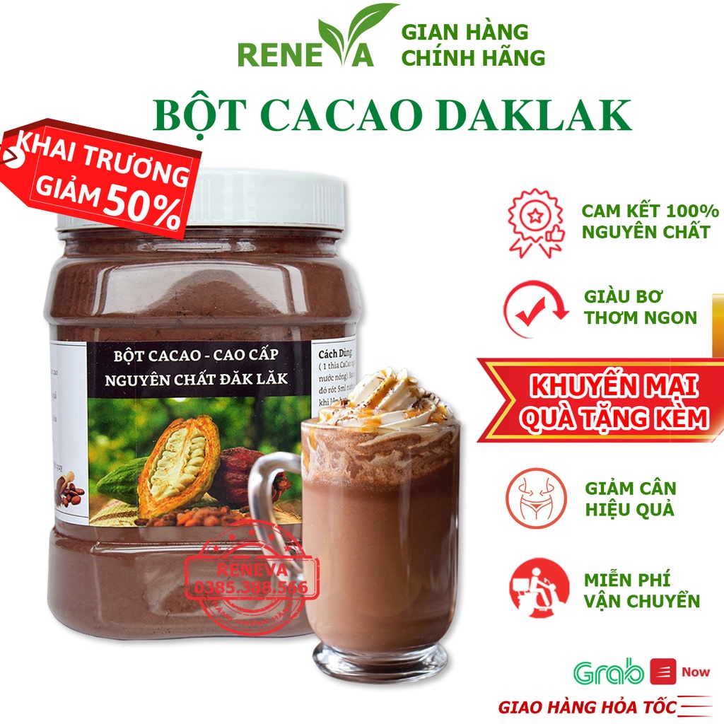 Bột Cacao Nguyên Chất Hộp 500gr Loại 1, Bột Ca Cao Hàng Chuẩn Daklak Cực Thơm Ngon Bổ Dưỡng BCC02 RENEVA