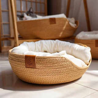 Giường ngủ cho thú cưng hình tròn bằng vải lông mềm mại