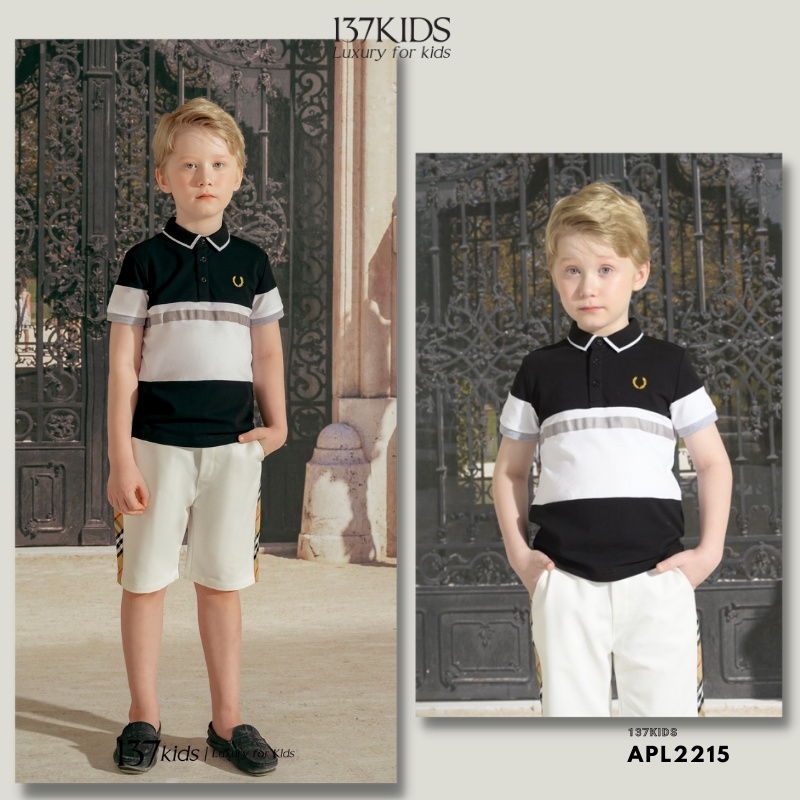 Áo polo cotton cao cấp 137Kids cho bé trai thấm hút mồ hôi