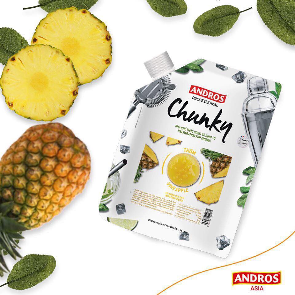 Mứt Andros Chunky Pineapple (Thơm) 1Kg- Mứt trái cây Cloudmart