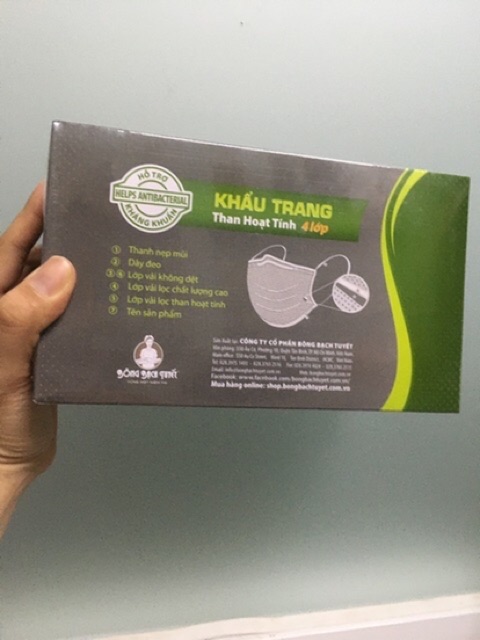 Khẩu trang y tế kháng khuẩn Bông Bạch Tuyết (CHÍNH HÃNG) Meriday than hoạt tính 4 lớp (Hộp 50 cái)