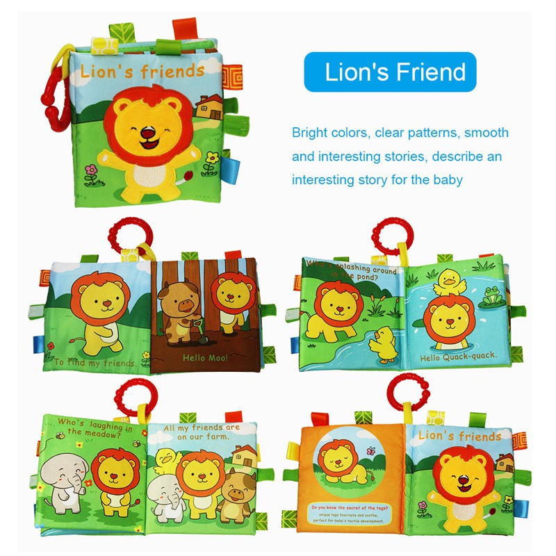 Coolplay animal cloth book bell rings baby touch book đồ chơi giáo dục câu chuyện tiếng anh