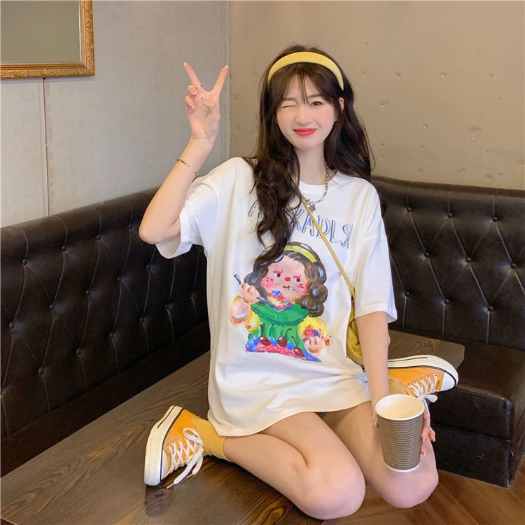 Áo Thun Tay Ngắn In Họa Tiết Hoạt Hình Thời Trang Mùa Hè Trẻ Trung Cho Nữ
