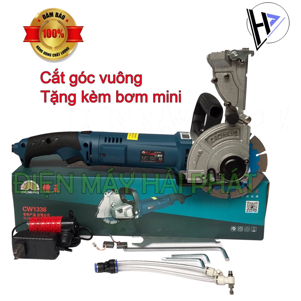 Máy cắt xẻ rãnh tường 1 lưỡi Caowang chính hãng 1336 hỗ trợ cắt góc tặng kèm bơm+ lưỡi -Bảo hành 6 tháng