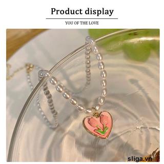 Vòng cổ Hình Hoa Tulip Đính Ngọc Trai Nhân Tạo Thời Trang