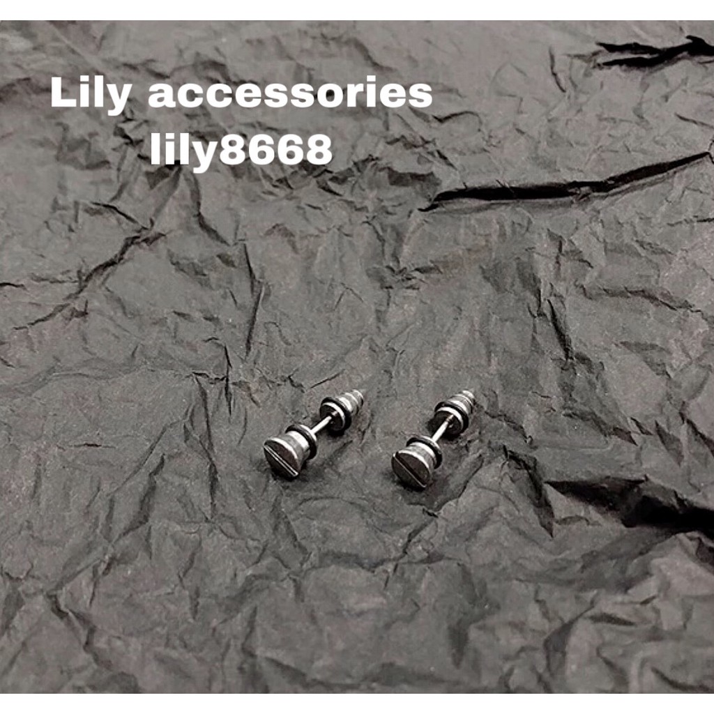 Cool Stainless Steel Stud Screw Earring khuyên tai titan hình ốc vít không gỉ không đen không dị ứng nam nữ