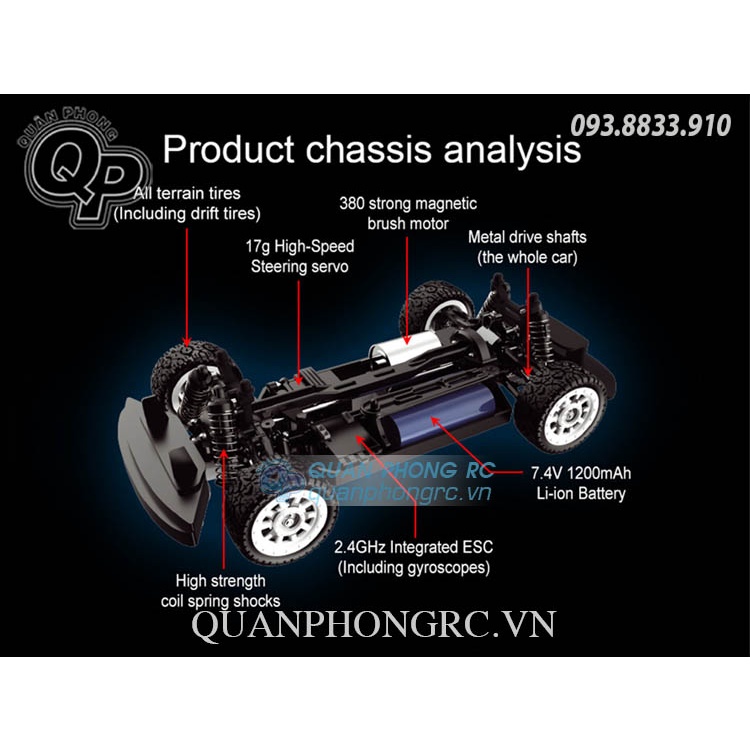 Xe Điều Khiển Udirc BARON SG1603 / SG1603 PRO 1/16 2.4G 4WD High Speed RC Drift Car With LED Light