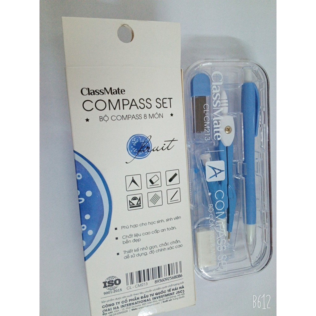 [MUA 1 ĐƯỢC 8] Bộ Compass 8 món classmate tặng kèm hộp bút nhựa xinh xắn (bộ đầy đủ)