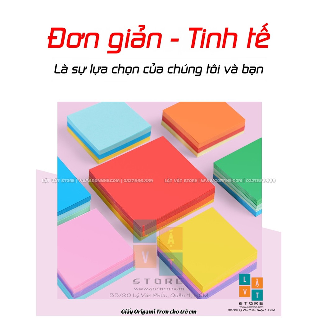 Giấy origami trơn 10 màu tệp 100 tờ nhập khẩu - tập xếp giấy cho trẻ em - ảnh sản phẩm 2