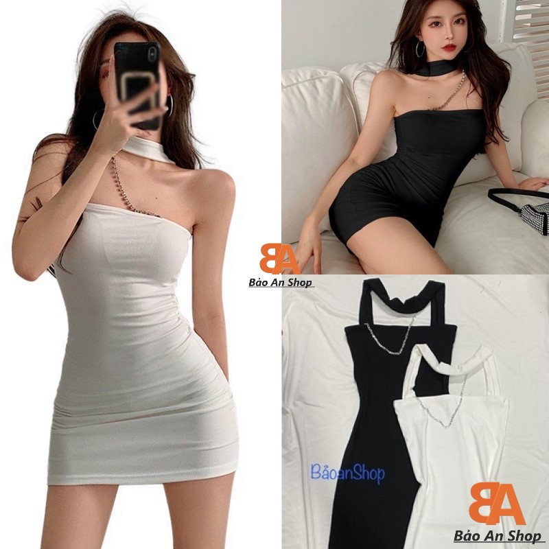 Đầm body ống dây chông cô phối xích siêu hách dáng