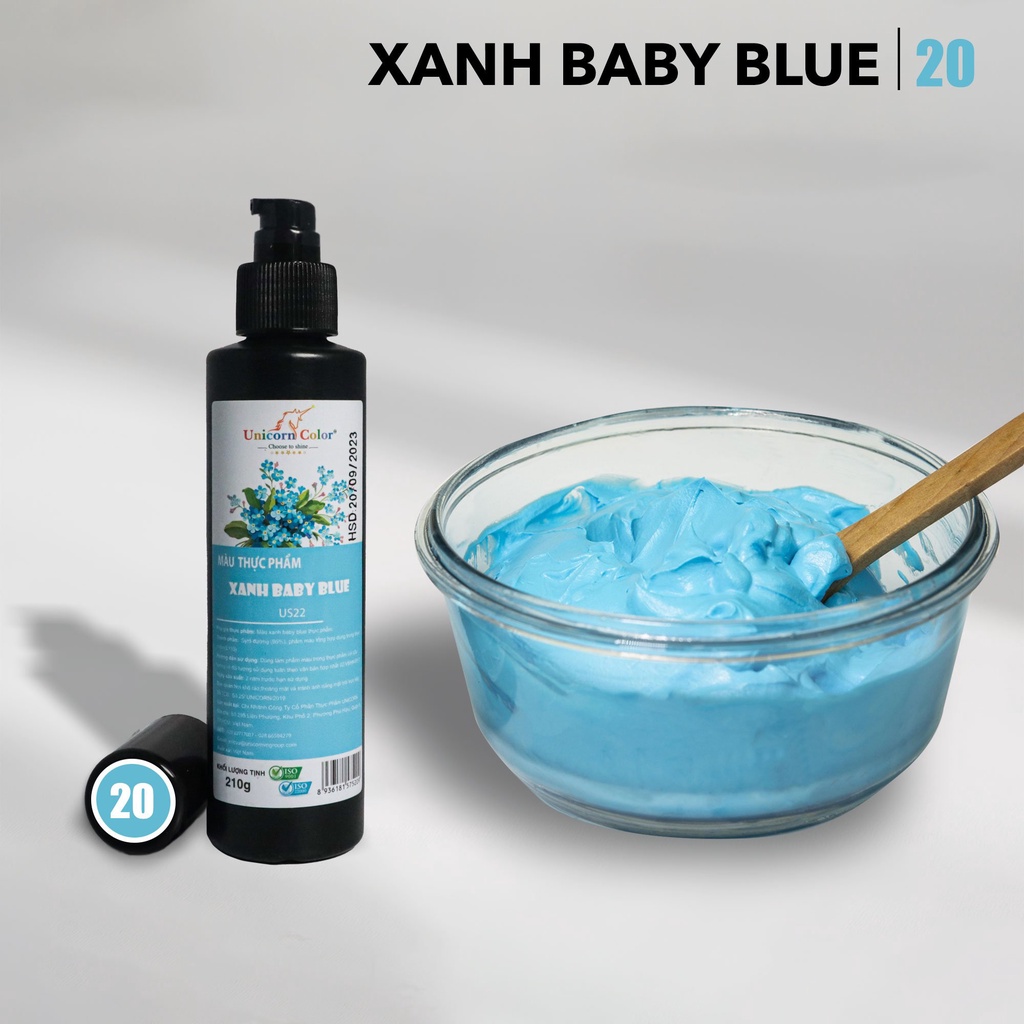 Màu thực phẩm 210g - Xanh Baby Blue MS20 (Syrup color Baby Blue) - Unicorn color