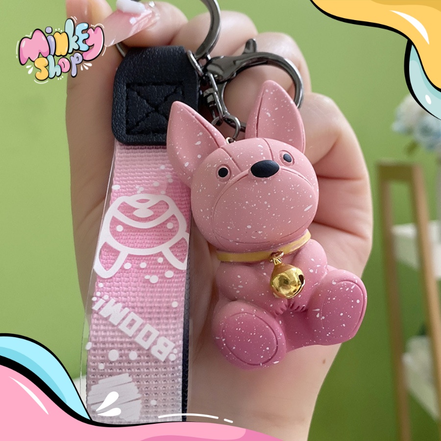 Móc Khóa Cao Cấp Hình Chó Bull Cute phụ kiện Túi Xách dễ thương -Minkey
