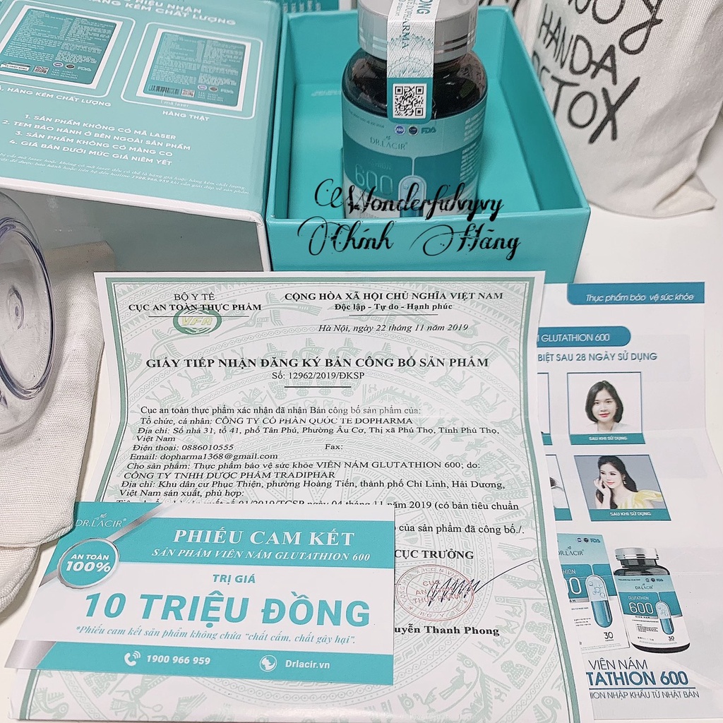 -Viên Uống Trắng Da Glutathione 600 DR Lacir