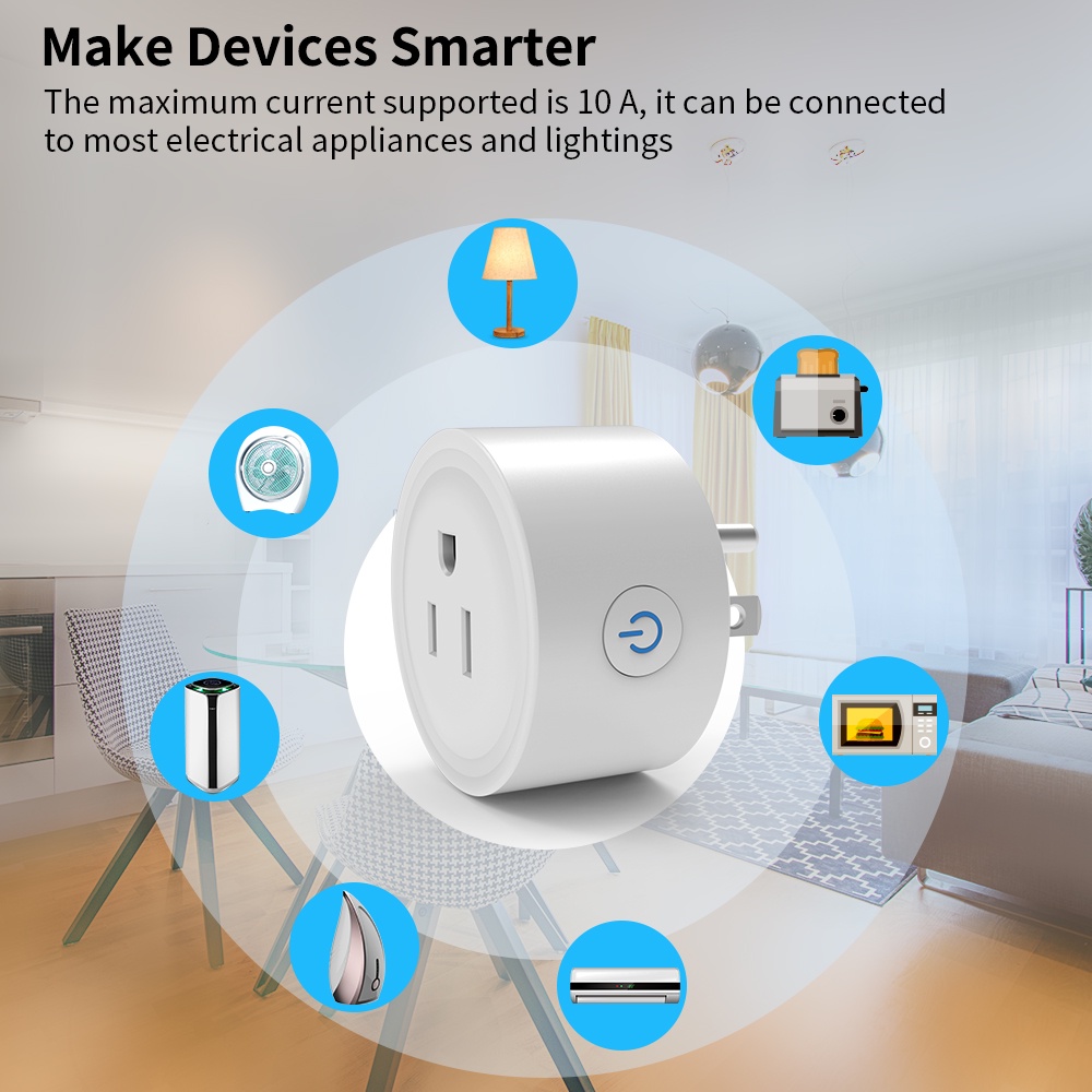 Phích cắm ổ cắm thông minh Wifi Smart socket , Hẹn giờ Bật Tắt , App CozyLife