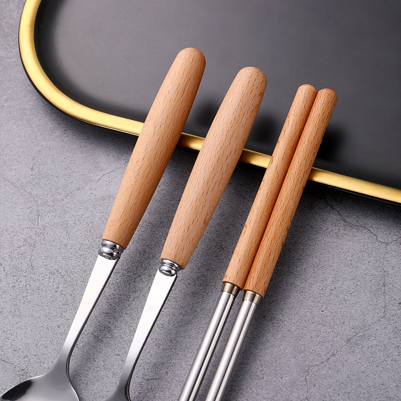 Bộ Muỗng Đũa Nĩa Bằng Thép Không Gỉ Tiện Lợi