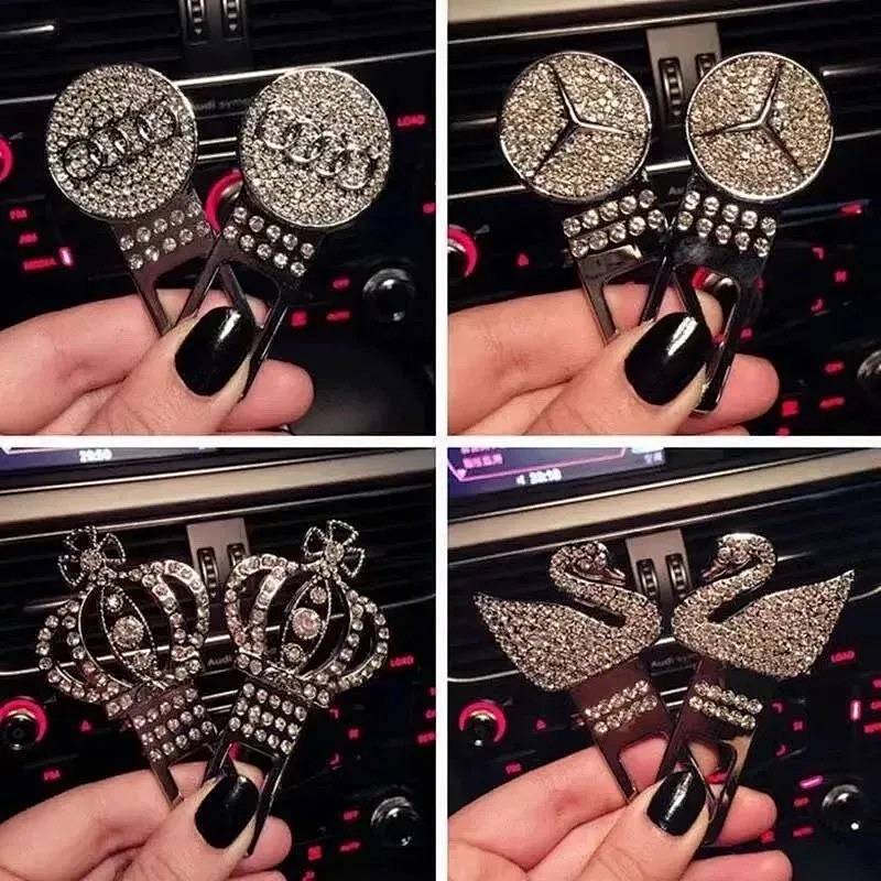 Chốt Khóa Dây Đai An Toàn Đính Kim Cương Giả Thời Trang Cho Xe Hơi