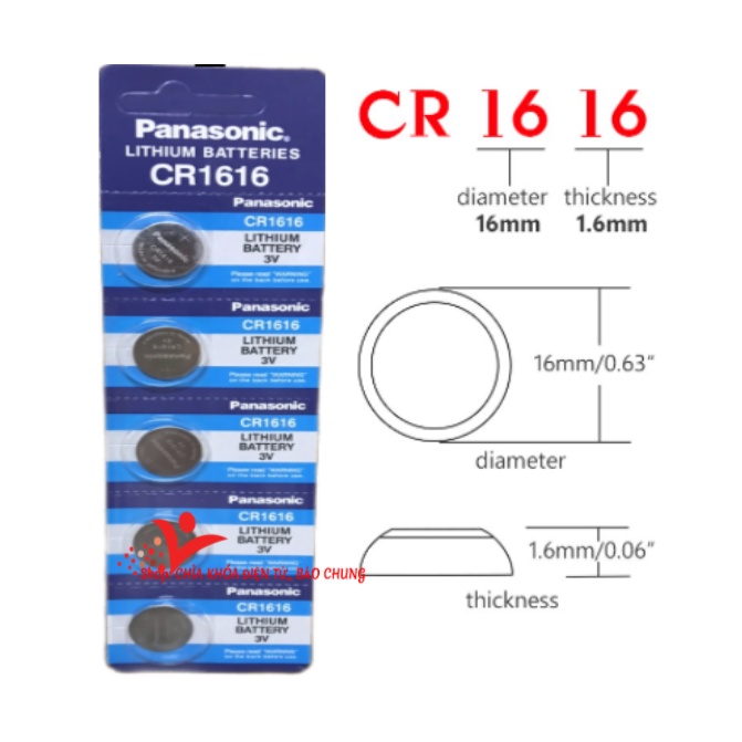 Pin cúc áo cr 1616 lắp điều khiển ô tô, máy tính, đồng hồ, các thiết bị điện tử