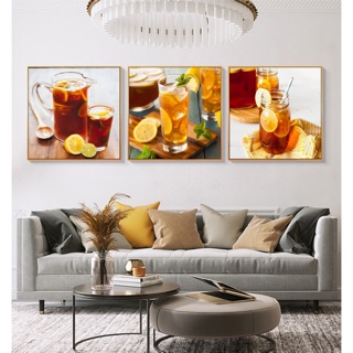 Bộ 3 Tranh Treo Tường Canvas Trang Trí Quán Cà Phê - Phòng Ăn 30 x 30cm x 3 TTT-0487