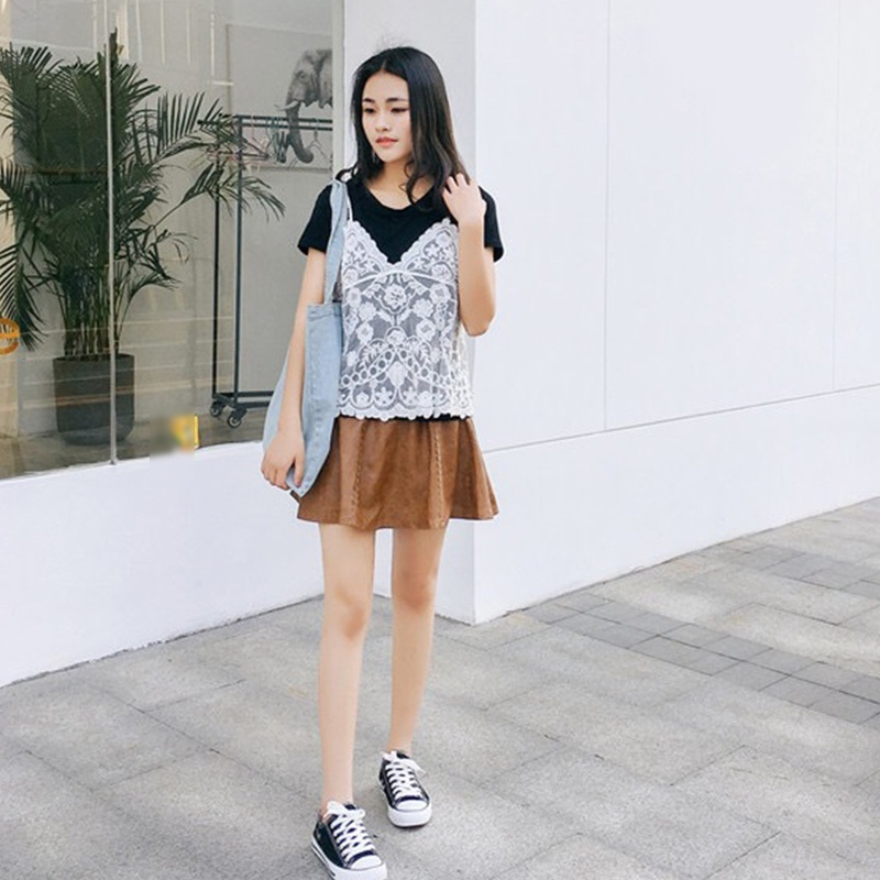 Áo Crop Top Hai Dây Cổ Chữ V Phối Ren Xuyên Thấu Thời Trang Mùa Hè Cho Nữ