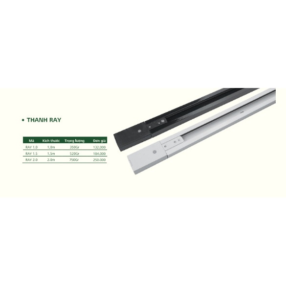 Thanh Ray 1M5, 2M Gắn Đèn Rọi GS CHÍNH HÃNG