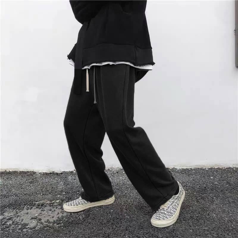 Quần thun đen ống rộng ống suông baggy nam nữ PHong cách unisex - vải co giãn tốt quần ulzzang