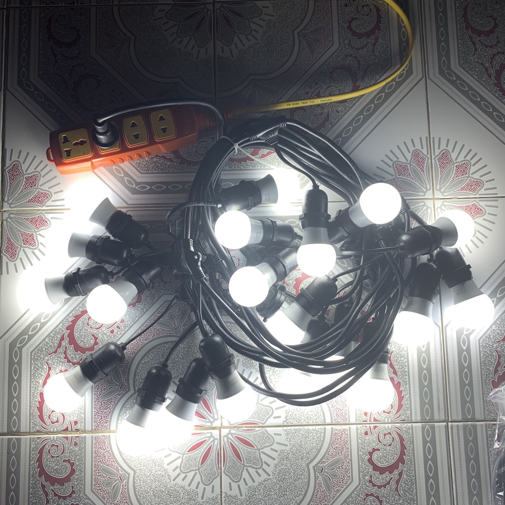 Dây đèn trang trí ngoài trời dùng cho quán cà phê, trà chanh, trà sữa... 10m 20 bóng, 7,5m 15 bóng 5m 10 bóng