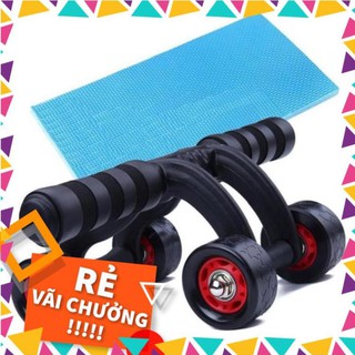 Con lăn dụng cụ máy lăng tập cơ bụng 4 bánh đa năng cỡ lớn tặng kèm thảm deal sốc hít đất, tummy...