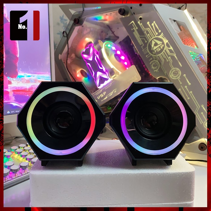 Loa Máy Tính Để Bàn Mini Led Rgb 2.0 Kisonli L-6060 Loa Vi Tính Laptop Gaming Nghe Nhạc Bass Lớn Có Dây