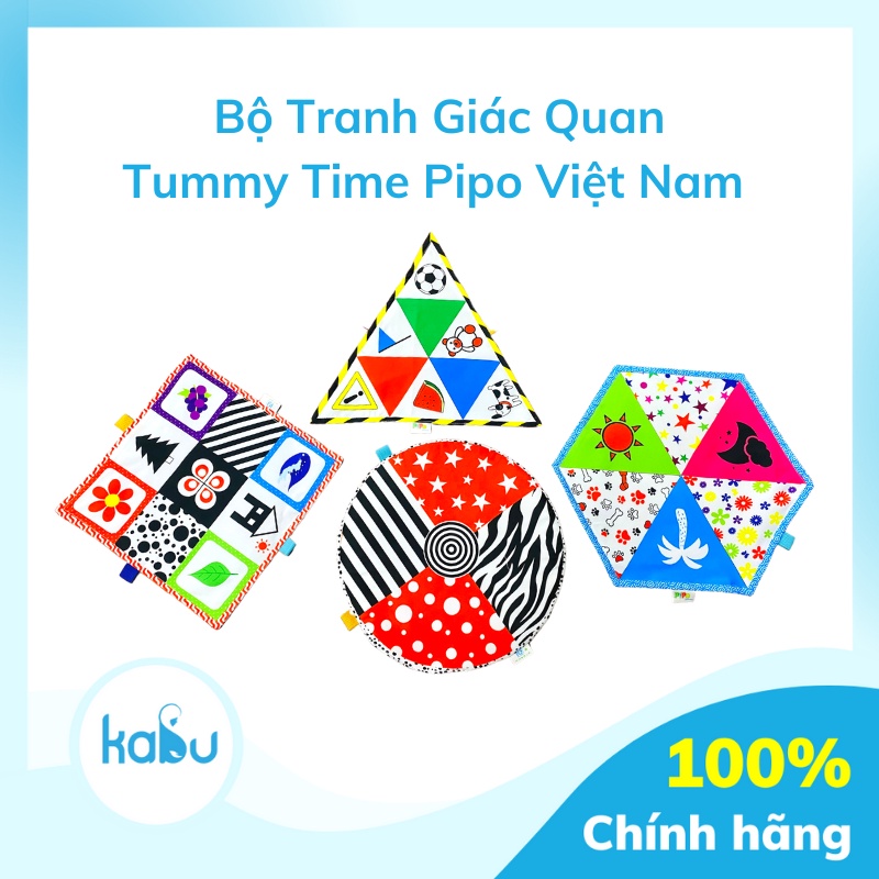 KABU - Bộ Tranh Tummy Time Pipo Việt Nam Kích Thích Não Bộ, Phát Triển Đa Giác Quan Cho Trẻ Sơ Sinh