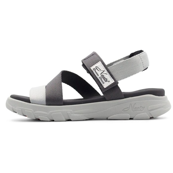 Giày sandal quai chéo nữ, xăng đan cực êm NESTY SB1206 xám phối màu