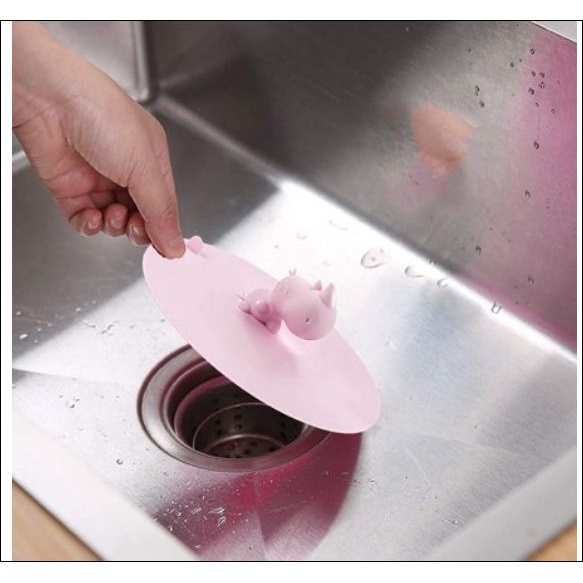 Nút chặn bồn tắm, bồn rửa chén bằng silicon 15x15 cm hoạt hình gấu xám