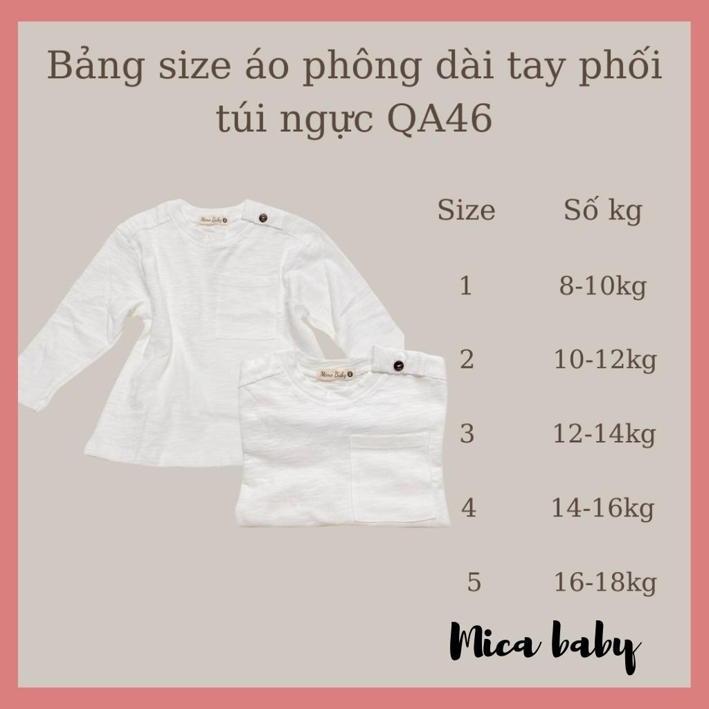Áo phông dài tay thu đông cho bé trai, bé gái QA46 Mica Baby vải cotton xước mềm từ 8-18 kg