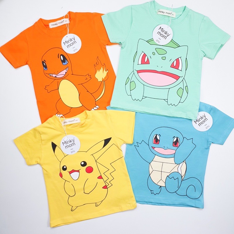 ÁO THUN COTTON IN HOẠ TIẾT PIKACHU CHO BÉ TRAI TỪ 5-18kg