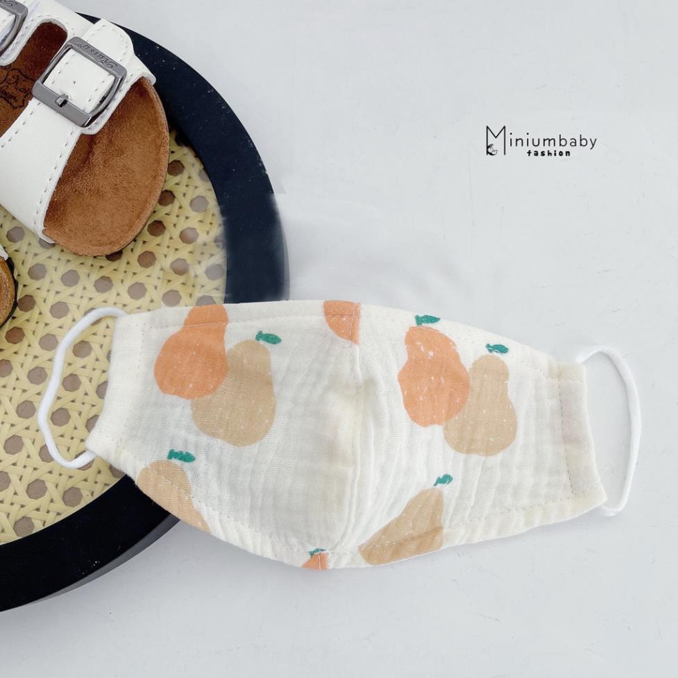 Khẩu trang vải Miniumbaby cho bé chất liệu xô muslin mềm thoáng cho bé từ 6 tháng đên 7 tuổi - KC115