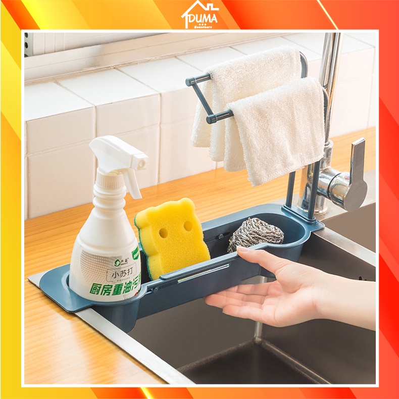 Kệ để đồ rửa chén, rửa bát đa năng có móc treo khăn tiện dụng K01