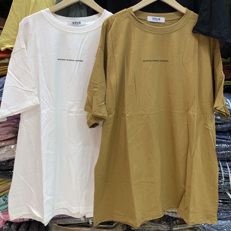 Áo phông unisex 3158 in chữ form rộng tay lỡ thun cotton nam nữ hàng Quảng Châu ANDOSA AT22