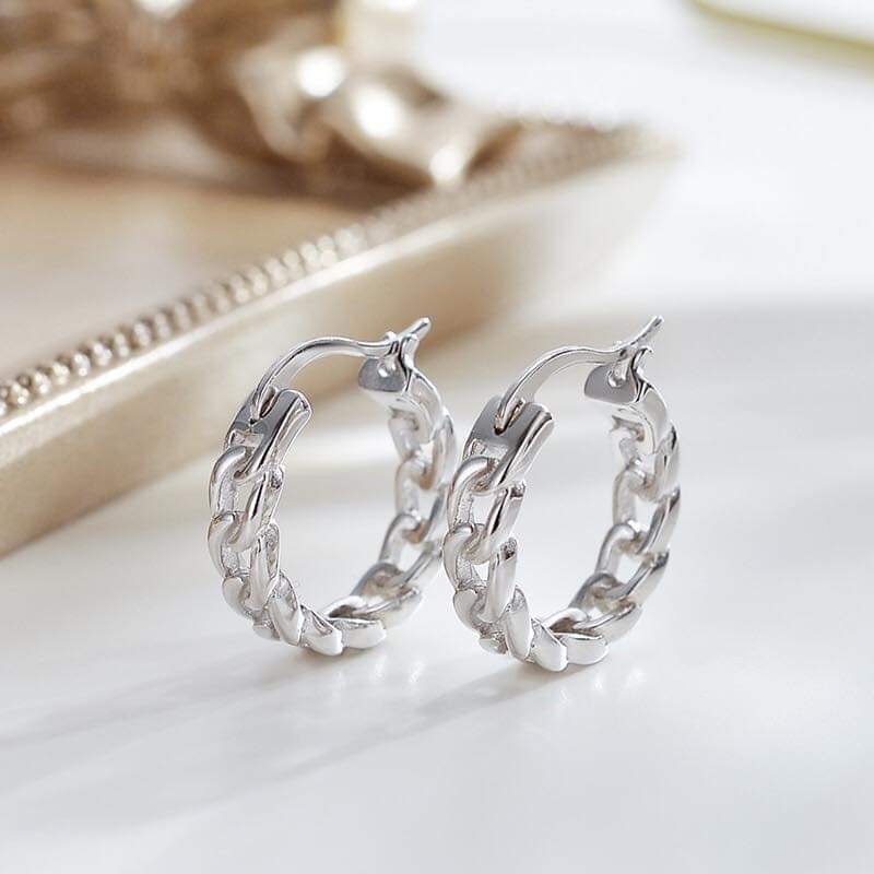 Khuyên tai bạc Khuyên móc xích đơn cổ điển phong cách Van jewelry V10168