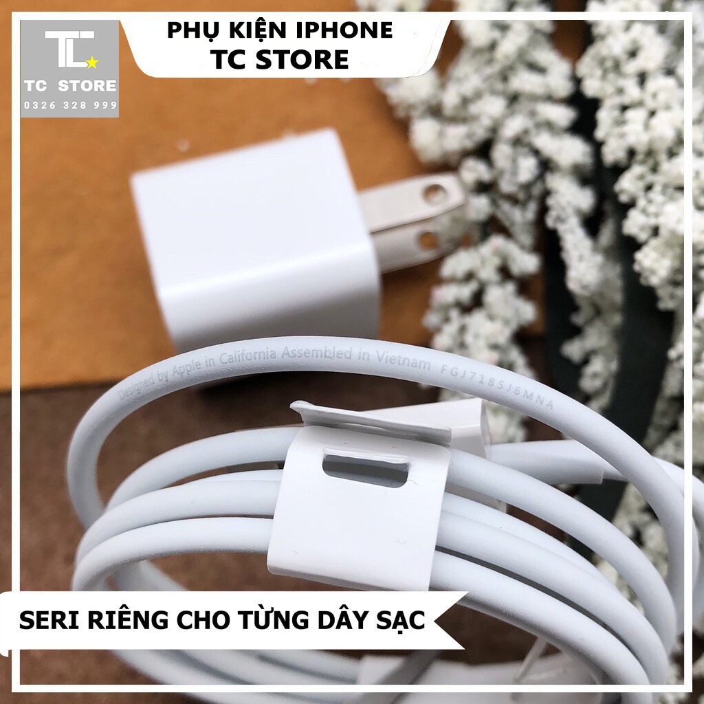 Sạc iPhone Xs Max Bóc Máy - Bộ Sạc Vuông cho iPhone Không Loạn Cảm Ứng Chính Hãng Apple - Bảo Hành 1 Năm 1 Đổi 1✅