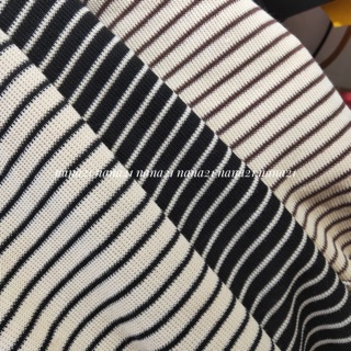 Áo nỉ pha len kẻ oversize