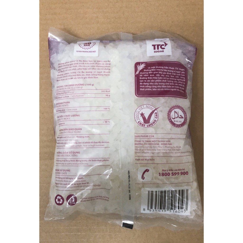 Đường phèn trắng Biên Hòa Cô Ba 1kg
