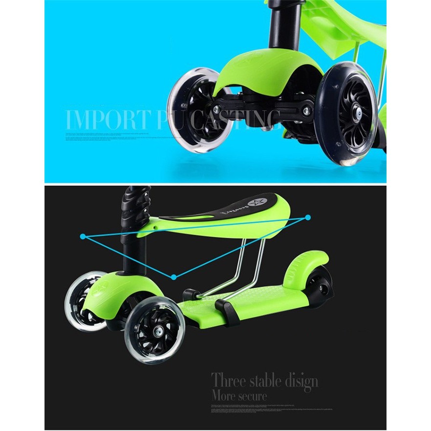 Xe Trượt Cho Bé, Xe Scooter Có Đèn Led Happy Baby