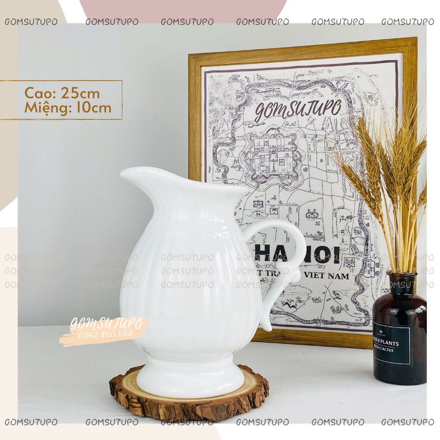 Lọ Hoa Men Trắng - Dòng Cao Cấp - Gốm Sứ Bát Tràng - gomsutupo - Bình Hoa Tràng Trí - Gốm Sứ TUPO - Decor