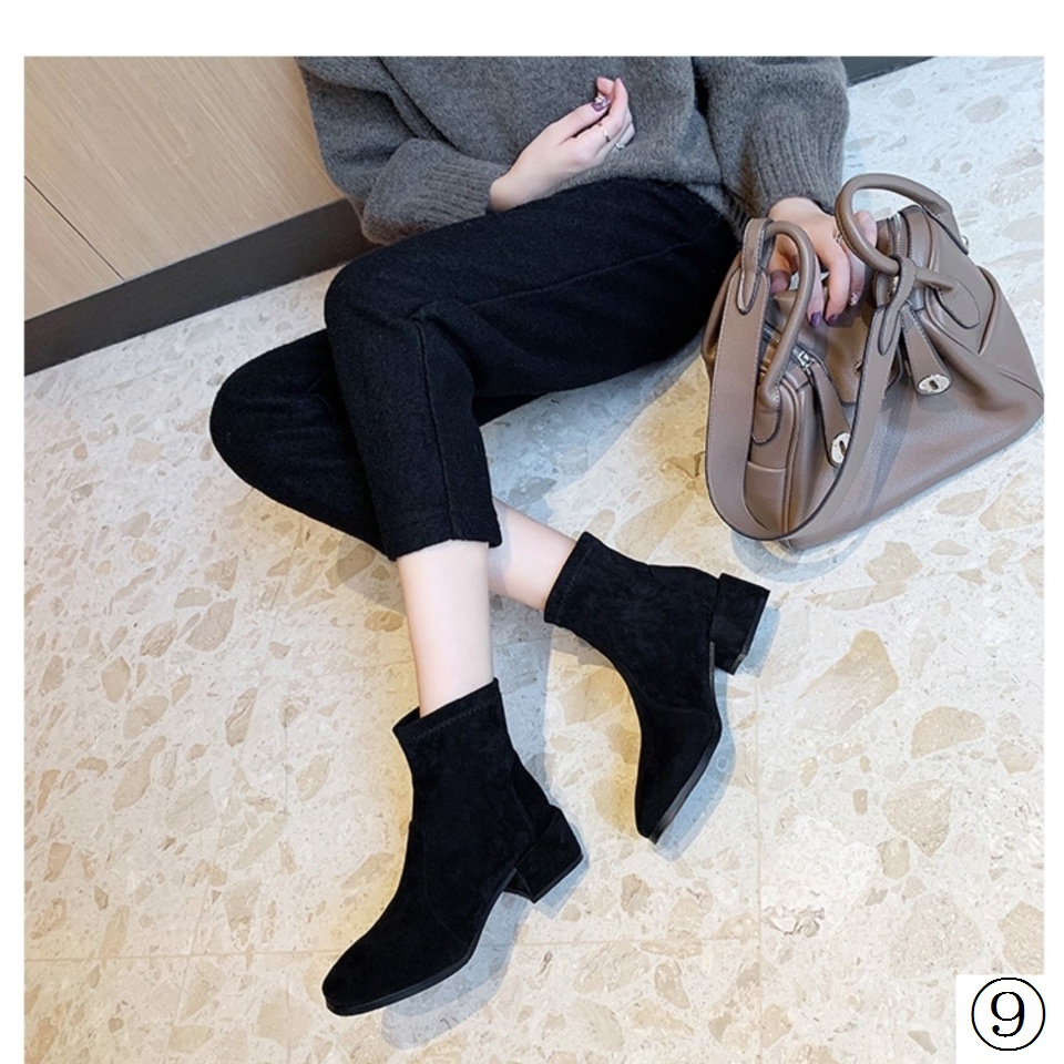 Giày Bốt Da Lộn Lót Lông Cừu Mỏng Co Giãn Thoáng Khí Thời Trang Xuân Thu Cho Nữ Size 41-42