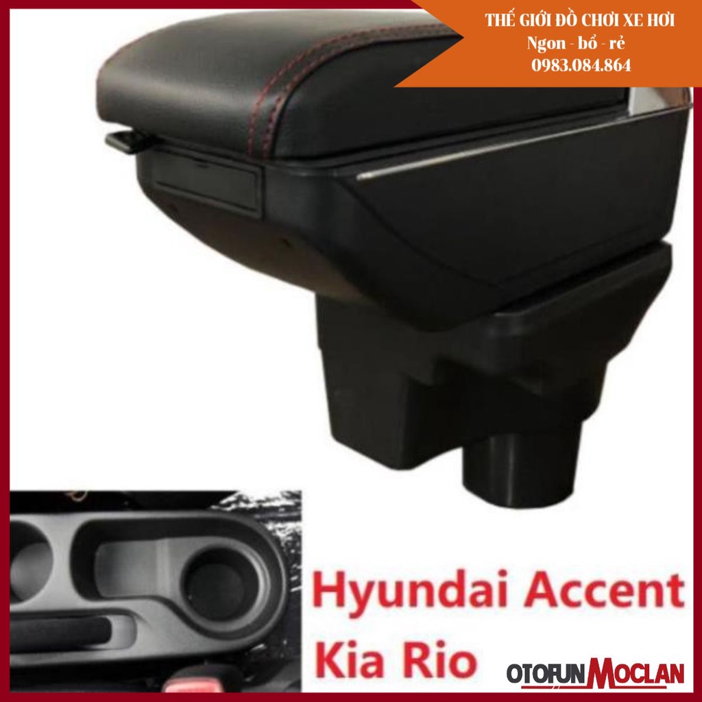 Bệ/Hộp tỳ tay xe hơi Hyundai Accent, Kia Rio tích hợp 7 cổng USB Hàng Loại 1
