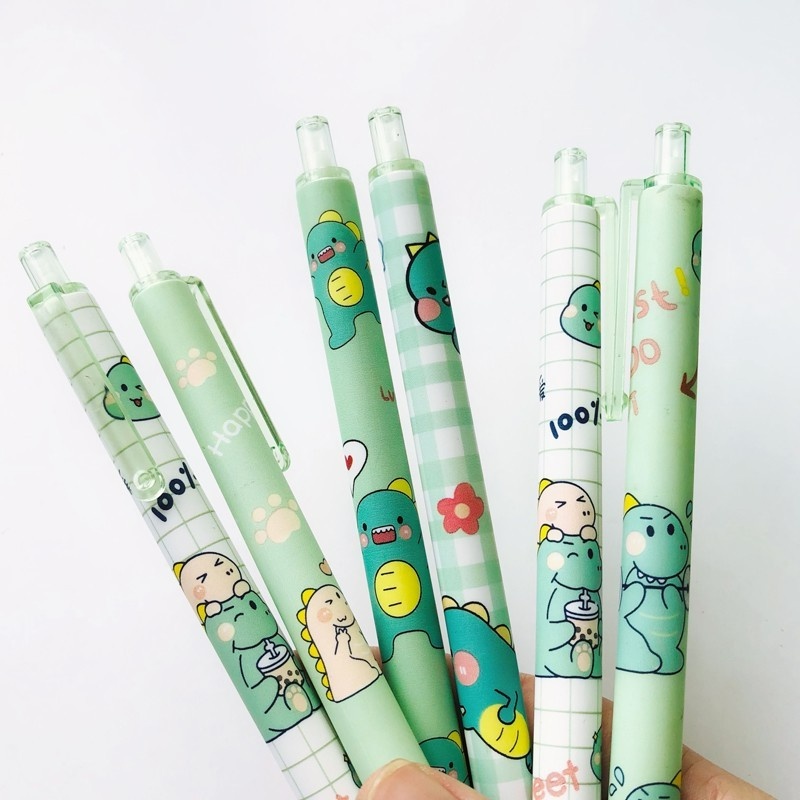 Bút Mực Bấm Ngòi 0.5mm Hình Khủng Long Dễ Thương Cho Học Sinh